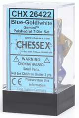 Chessex Dice: 7 Set Polyhedral Gemini Blue Gold White CHX26422